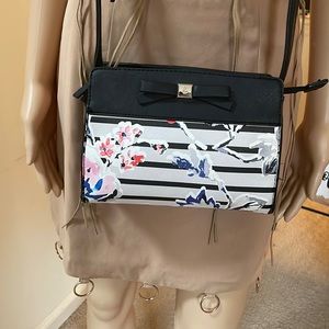 Nine West Black Floral Medium Size Crossbody Bag